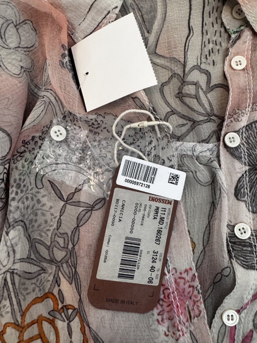 NWT Missoni Women Size 40 (M) Orange tag Multicolor Silk Chiffon Shirt - Picture 7 of 14